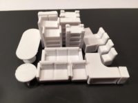 Photos d'un ensemble de magnets d'aménagement de bureaux en 3D